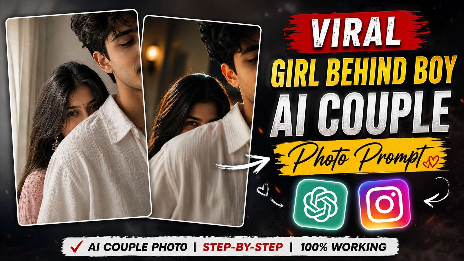 Viral Girl Behind Boy AI Couple Photo Prompt