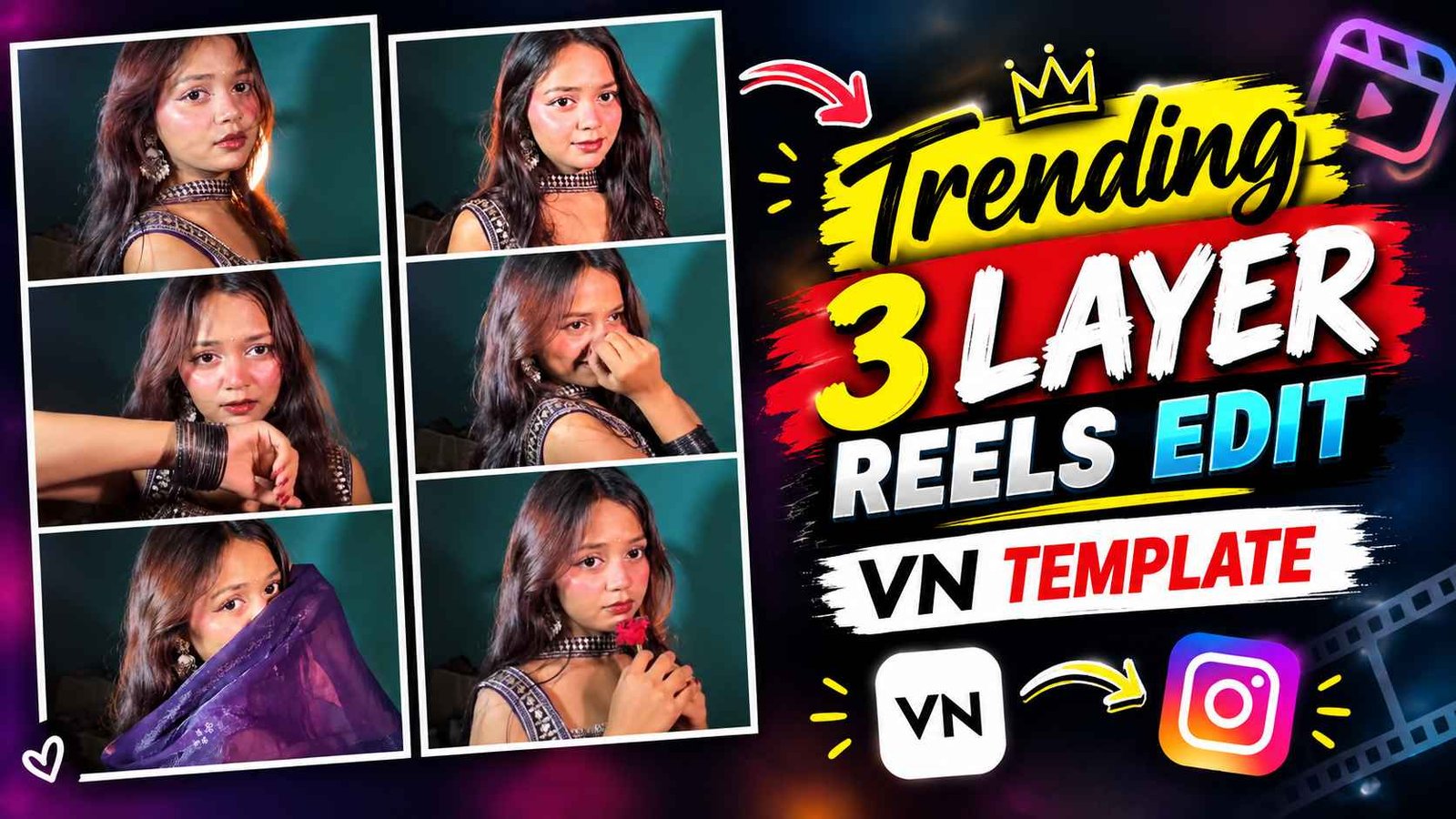 Trending 3 Layer Reels Editing Vn Template | 3 Layer Vn Code